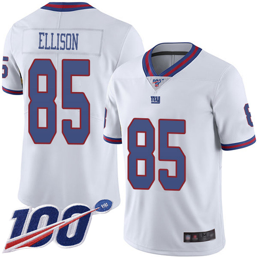 Men New York Giants 85 Rhett Ellison Limited White Rush Vapor Untouchable 100th Season Football NFL Jersey